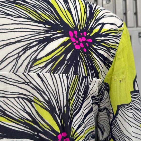 Trina Turk Keyhole Neckline Silk Long Bell Sleeve Shift Dress Women No Tag Green - Picture 12 of 14